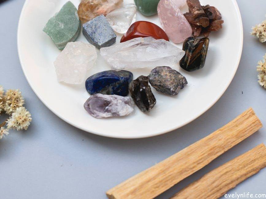 assorted gem stones on plate